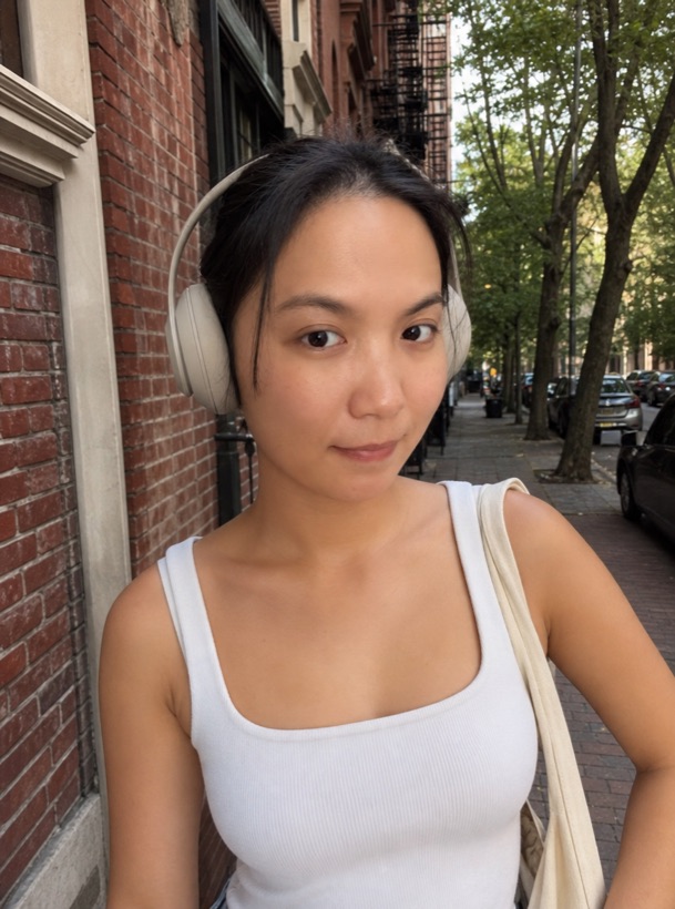 Generated profile photo on a city sidewalk