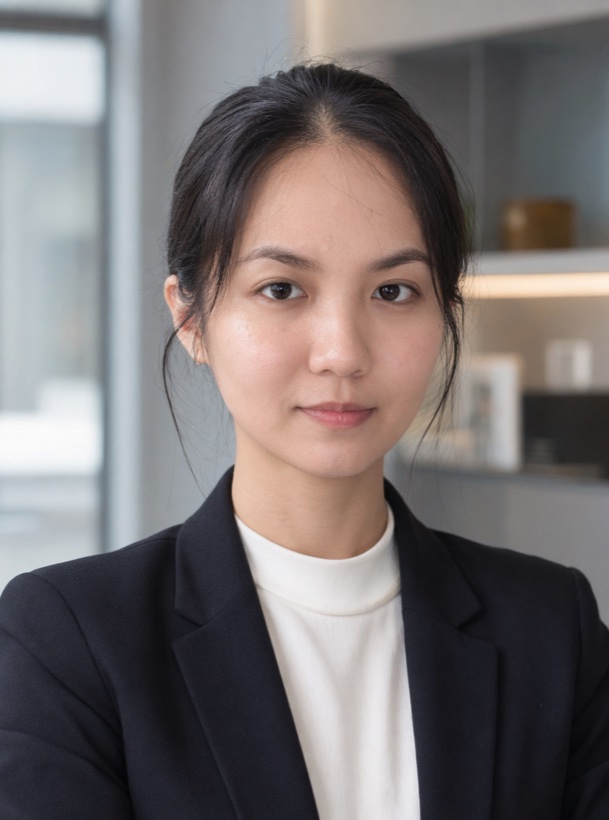 Generated professional headshot with polished office lighting